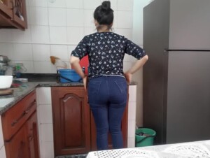 Big ass latina maid play with family dog