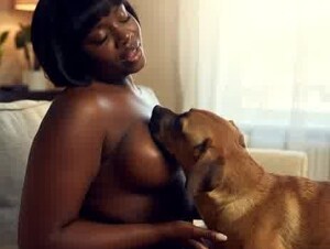 Black woman and dog