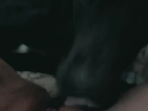 Dog licks pussy first time