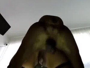 Dog humps naked woman in doggy style and comes on her ass