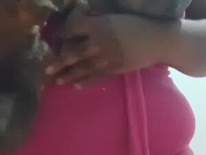 Puppy sucking milky tits