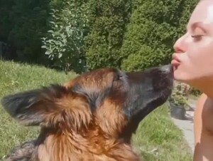 Kissing before hard fucking in the garden
