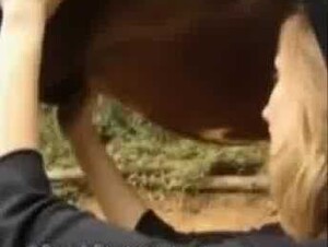 Adilia worships a big horse cock