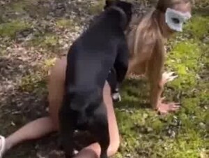 K9 bitch in forest fuck
