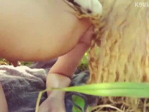 Блондинка даёт полизать, а потом и отдаётся собаке