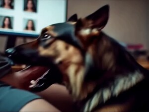 German Shepard is hungry