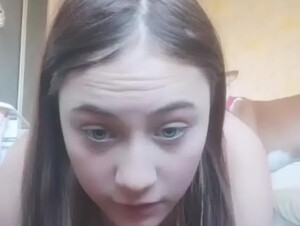 Cute lonely teen licked by her dog
