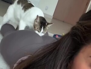A girl plays with a dog 3