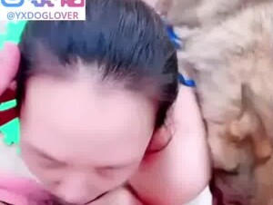 CHinese husband and dog fuck wife threesome