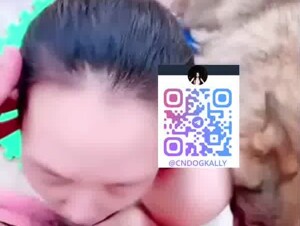 Chinese couple and dog threesome